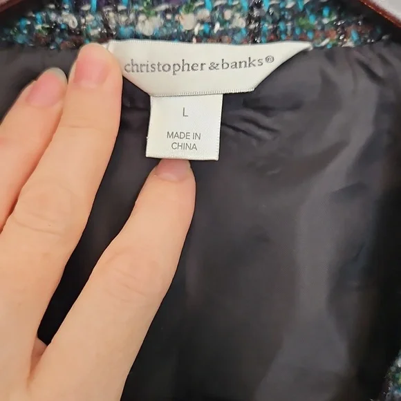 ✨ Dark Academia| Navy Bouclé Tweed Blazer| Old Money, Classic Chic ✨ Sz. L - Picture 2 of 8